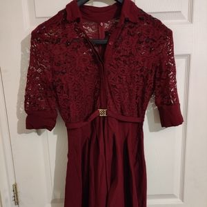 Maroon Lace Dress